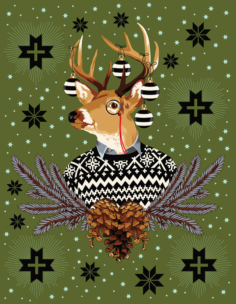 54" x 72" Tula Pink Holiday Homies Quilt Backing - Gus