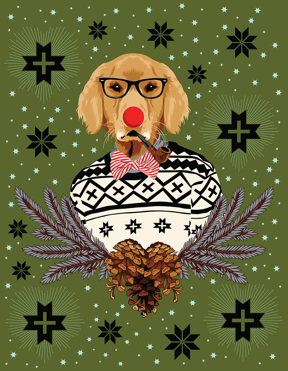 54" x 72" Tula Pink Holiday Homies Quilt Backing - Buck