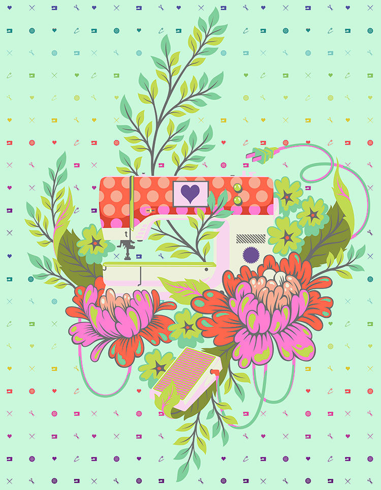 54" x 72" Tula Pink HomeMade Quilt Backing - "Morning"