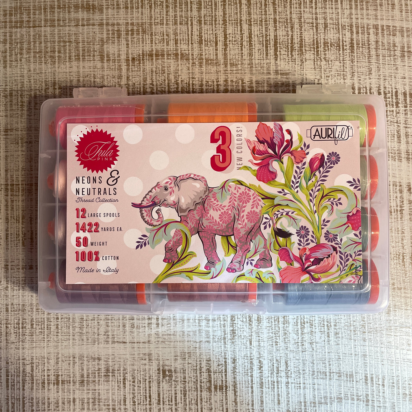Tula Pink x Aurifil Neons & Neutrals Thread Collection 12CT