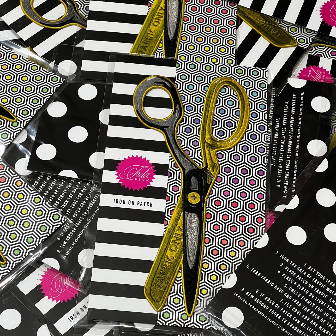 Tula Pink "Black/Gold Scissor" Embroidered Patch