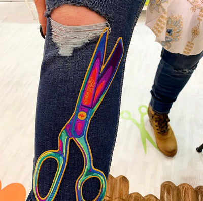 Tula Pink "Homemade Scissor" Embroidered Patch